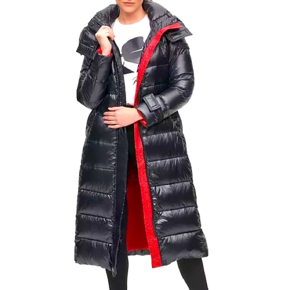 Karl Lagerfeld Paris Contrast Maxi Belted Puffer